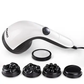 AGARO Atom Plus Handheld Massager, 4 Heads, Mesh Cover, Variable Speed, Pain Relief & Relaxation for Back, Legs & Feet