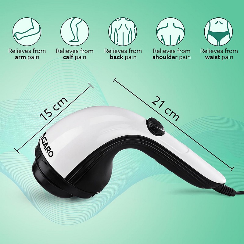 AGARO Atom Plus Electric Handheld Full Body Massager, 4 Massage Heads, Mesh Cover, Variable Speed Settings for Pain Relief and Relaxation, Back, Leg & Foot