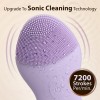 AGARO CM2107 Sonic Facial Cleansing Massager, Soft Silicone Facial Cleansing Brush for Deep Cleansing, Skin Care, Gentle Exfoliating & Massaging, Waterproof & Dustproof, Vibrating Facial Brush, Purple