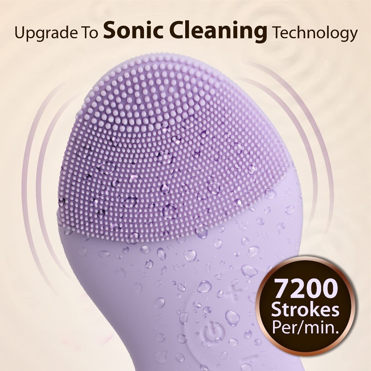 AGARO CM2107 Sonic Facial Cleansing Massager, Soft Silicone Facial Cleansing Brush for Deep Cleansing, Skin Care, Gentle Exfoliating & Massaging, Waterproof & Dustproof, Vibrating Facial Brush, Purple