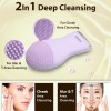 AGARO CM2107 Sonic Facial Cleansing Massager, Soft Silicone Facial Cleansing Brush for Deep Cleansing, Skin Care, Gentle Exfoliating & Massaging, Waterproof & Dustproof, Vibrating Facial Brush, Purple