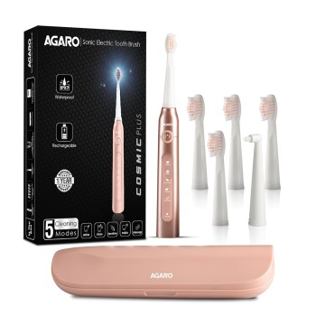 AGARO COSMIC PLUS Sonic Electric Tooth Brush For Adults with 5 Modes, 5 Brush Heads, 1 Interdental Head, AGARO COSMIC PLUS Sonic Electric Tooth Brush For Adults with 5 Modes, 5 Brush Heads, 1 Interdental Head,