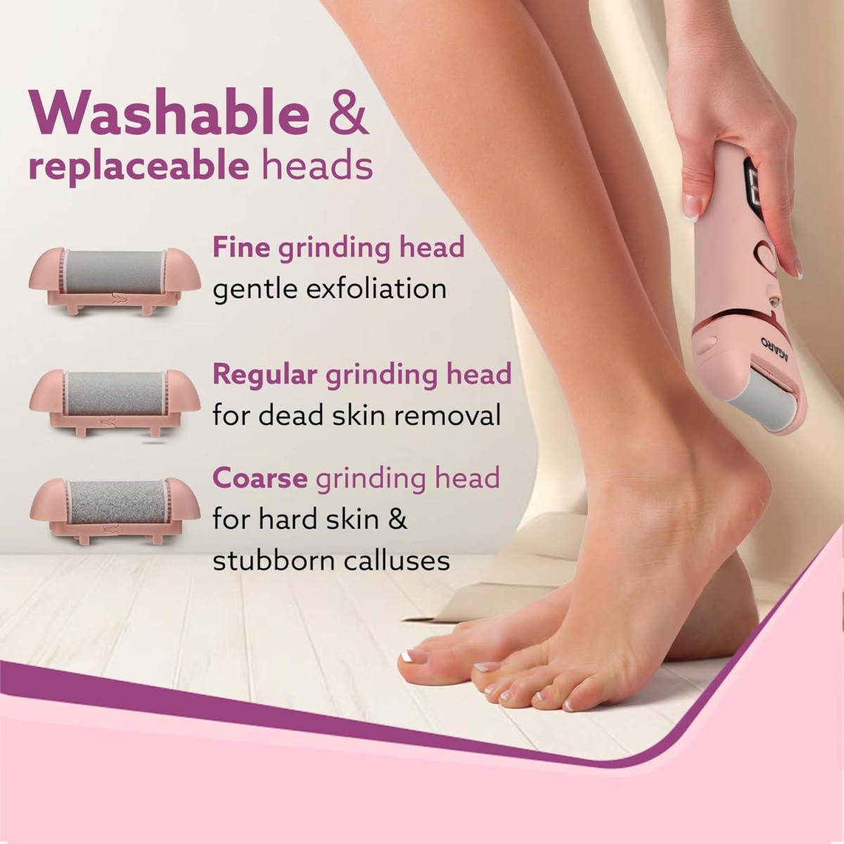 AGARO Callus Remover with 3 Interchangeable Head Rollers, Electronic Foot Scrubber For Callus & Dead Skin Removal AGARO Callus Remover with 3 Interchangeable Head Rollers, Electronic Foot Scrubber For Callus & Dead Skin Removal