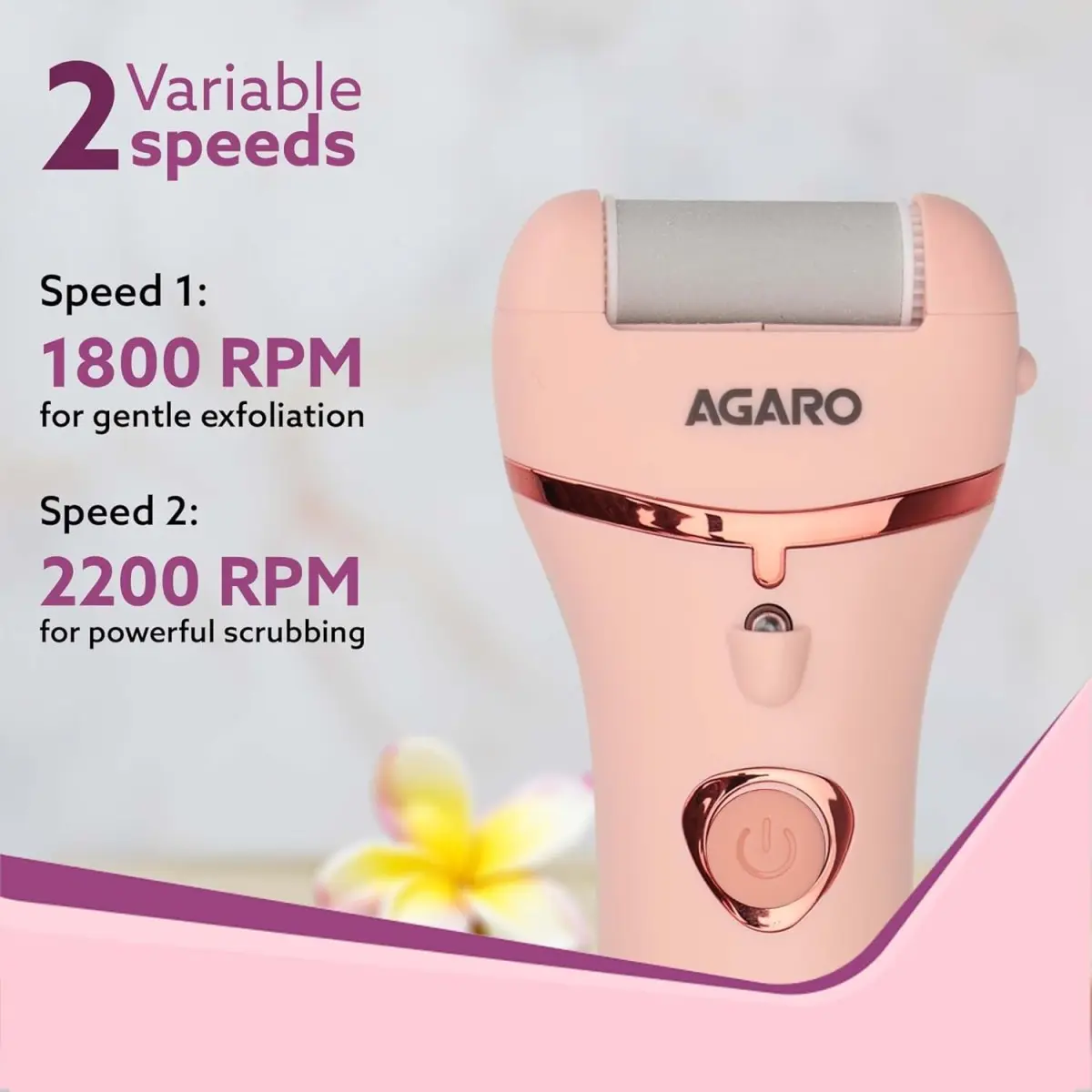 AGARO Callus Remover with 3-Interchangeable-Head-Rollers-Electronic-Foot-Scrubber