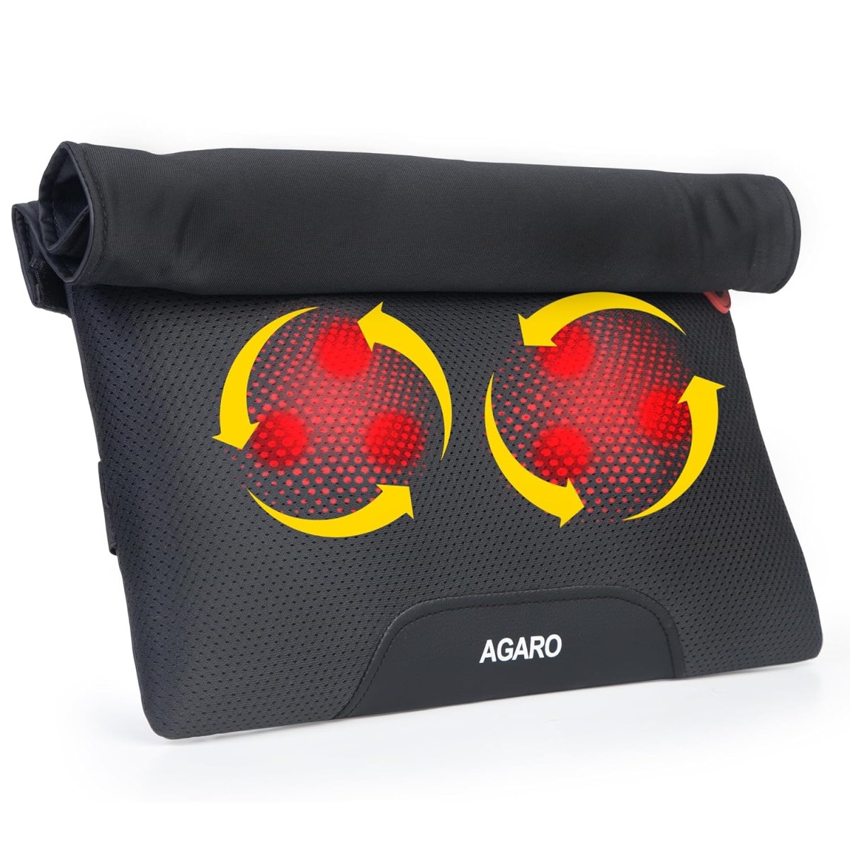 AGARO Deluxe Shiatsu Neck & back cushion Massager with 4 Rollers & Lukewarm Heat, Corded Electric for Body Massage, for Neck, Back, Shoulders, Waist, Legs, Foot, Relieves Fatigue and Muscle Pain