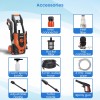 AGARO Grand High Pressure Washer, 1500 Watts, 110 Bars, 6.5L/Min Flow Rate, 5 Meters Outlet Hose,Upright Design with Wheel, for Car,Bike and Home Cleaning Purpose, Free Turbo Nozzle, Black and Orange AGARO Grand High Pressure Washer, 1500 Watts, 110 Bars, 6.5L/Min Flow Rate, 5 Meters Outlet Hose,Upright Design with Wheel, for Car,Bike and Home Cleaning Purpose, Free Turbo Nozzle, Black and Orange