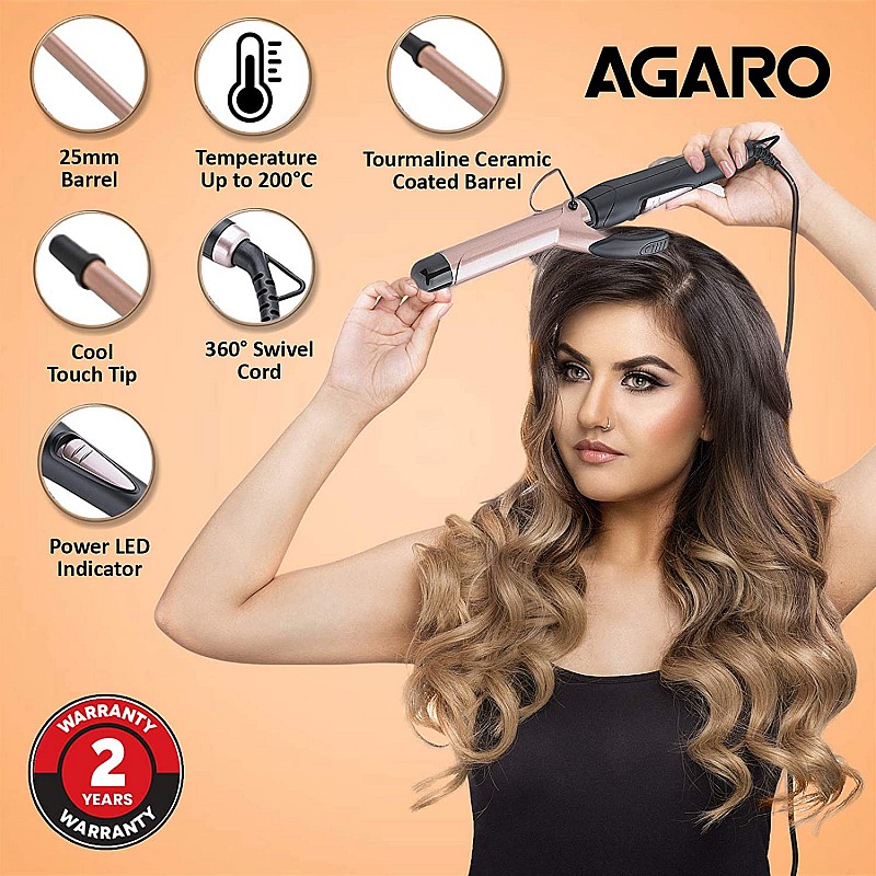 AGARO HC-6001 Hair Curler with 25mm Barrel (black)