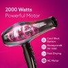 AGARO HD-1130 2000 Watts Professional Hair Dryer with AC Copper Motor, Concentrator, Diffuser, Comb, Hot & Cold Air, 2 Speed 3 Temperature Settings with Cool Shot, For both Men & Women, Black