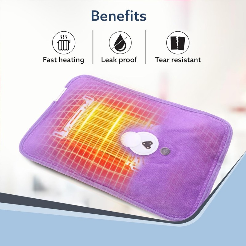 AGARO Hot Water Bag HB361, Heating Bag for Pain Relief & Muscle Stiffness. Electric Heating Pad, Heating Pouch, Hot Water Bottle Bag, Soft Fabric, Fast Heating, Leak Proof