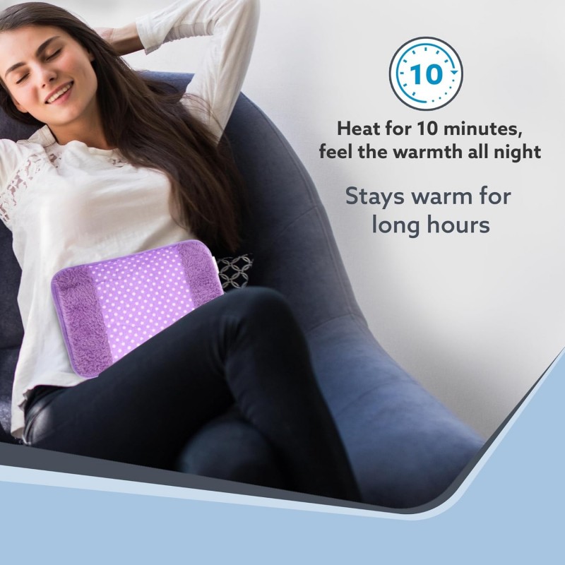 AGARO Hot Water Bag HB361, Heating Bag for Pain Relief & Muscle Stiffness. Electric Heating Pad, Heating Pouch, Hot Water Bottle Bag, Soft Fabric, Fast Heating, Leak Proof