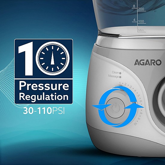 AGARO Max Tabletop Dental Flosser for teeth with 2 Cleaning Modes & 10 Pressure Settings, 600ml Watertank, Oral Flosser, Oral Irrigator