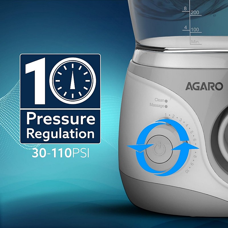 AGARO Max Tabletop Dental Flosser for teeth with 2 Cleaning Modes & 10 Pressure Settings, 600ml Watertank, Oral Flosser, Oral Irrigator