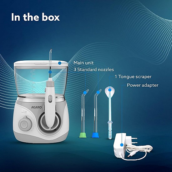 AGARO Max Tabletop Dental Flosser for teeth with 2 Cleaning Modes & 10 Pressure Settings, 600ml Watertank, Oral Flosser, Oral Irrigator