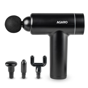 AGARO Regal Gun Massager, 4 Heads, 6 Speed, Rechargeable, Handheld, Percussion Muscle Massager for Full Body Relief, Muscle Relaxation of Neck, Shoulder, Back, Foot for Men & Women, Black (33549)