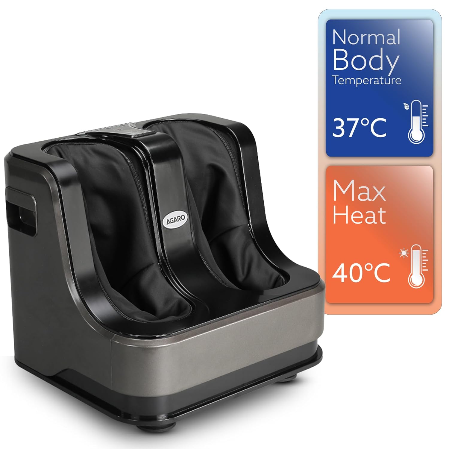 AGARO Rejoice Foot, Calf and Leg Massager with Lukewarm Heating and Vibration, 80W, 4 Motors, Rolling & Kneading Functions for Muscle Relaxation & Improving Blood Circulation (Grey) AGARO Rejoice Foot, Calf and Leg Massager with Lukewarm Heating and Vibration, 80W, 4 Motors, Rolling & Kneading Functions for Muscle Relaxation & Improving Blood Circulation (Grey)