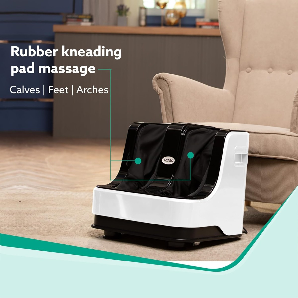 AGARO Relaxing Foot & Calf Massager Machine with Rolling & Kneading Functions for Muscle Relaxation & Improving Blood Circulation, Suitable Home Usage (White).