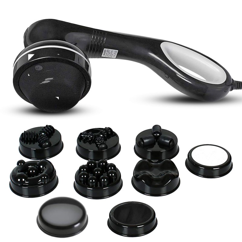 AGARO Relaxo Electric Handheld Full Body Massager with 8 Massage Heads, 5 Mode & 6 Speed Settings for Pain Relief & Relaxation (Black), Back, Leg & Foot.