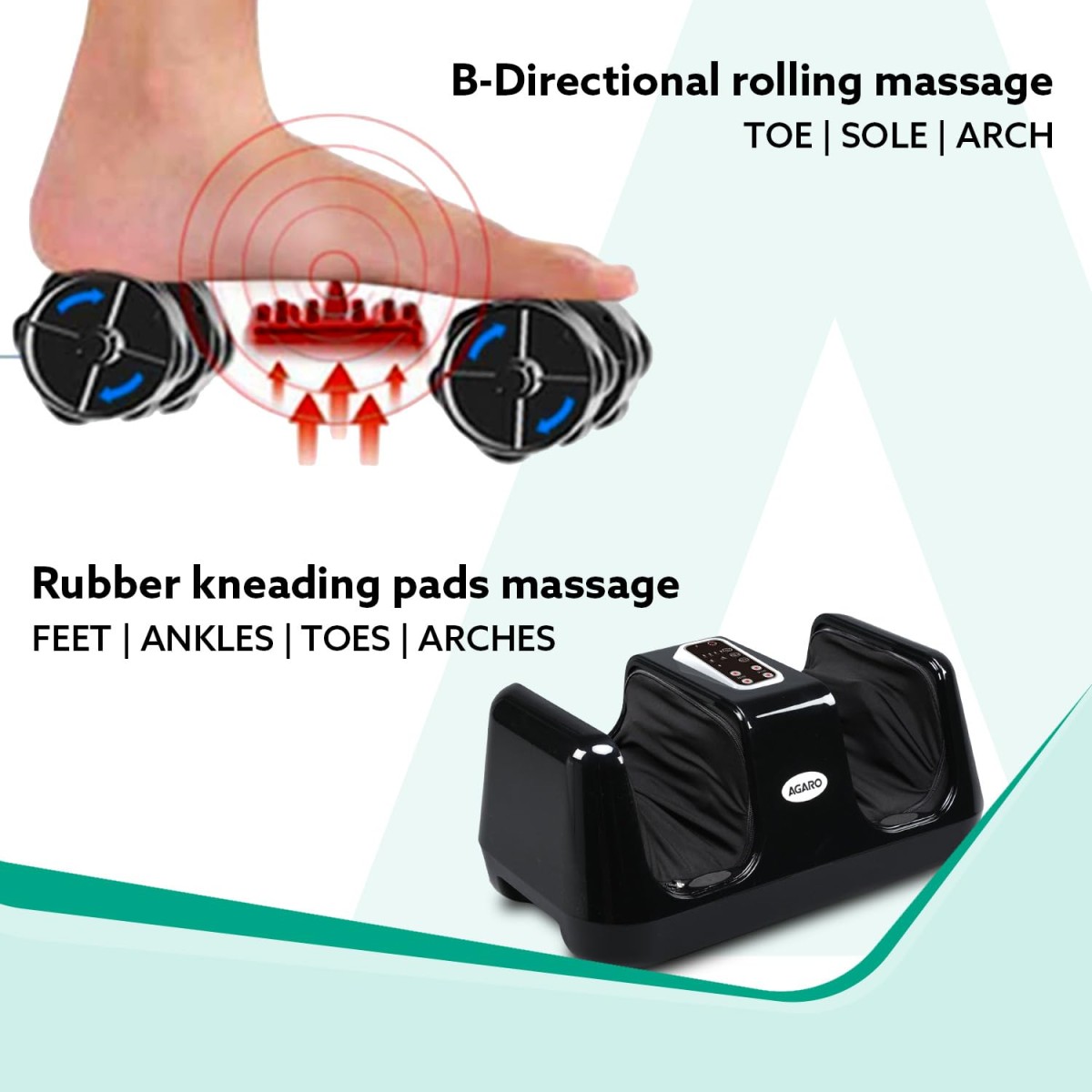 AGARO Square Shiatsu Foot Massager with Kneading Function for Muscle Relief & improving Blood Circulation, Corded Electric, Black