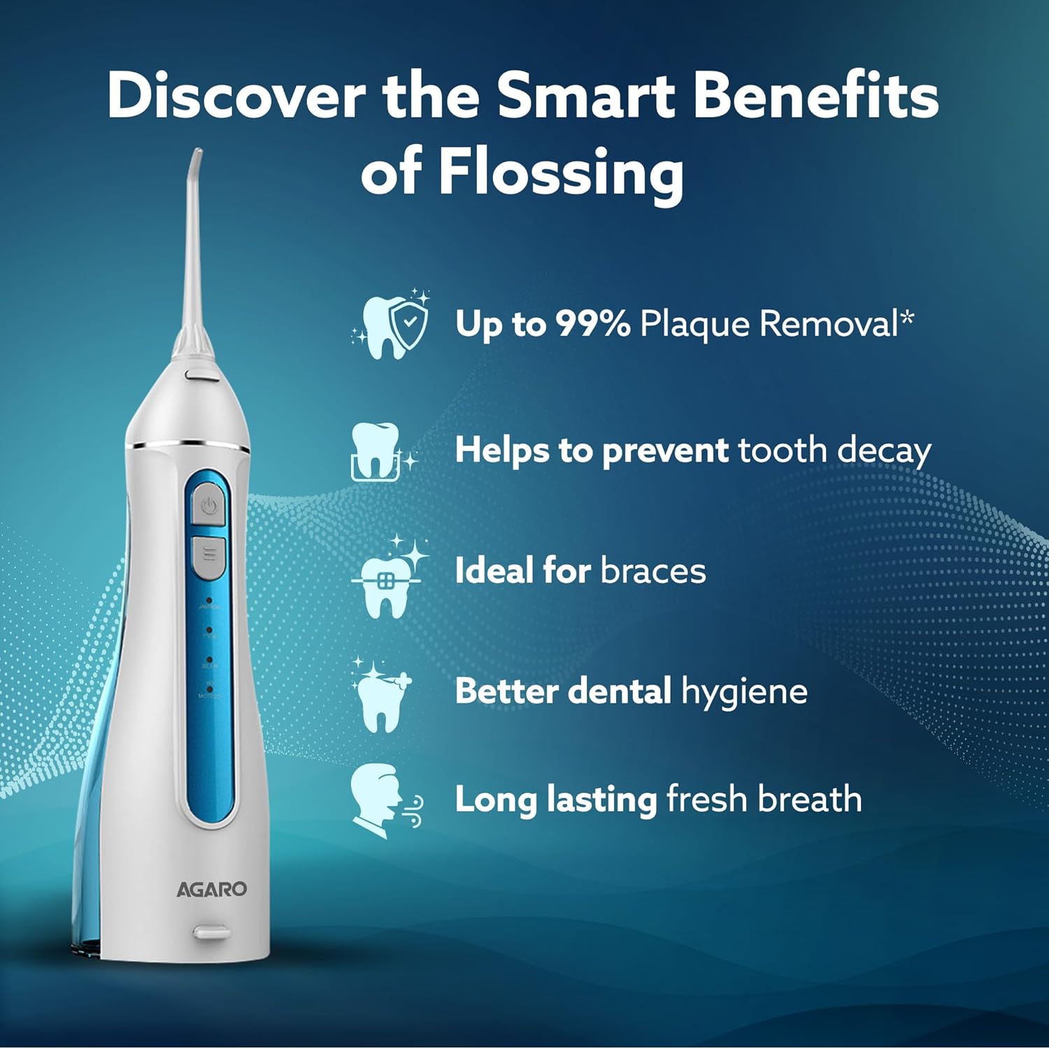 Ultraflosser AGARO Ultra Dental Flosser for Teeth, Portable, Cordless & Rechargeable ...