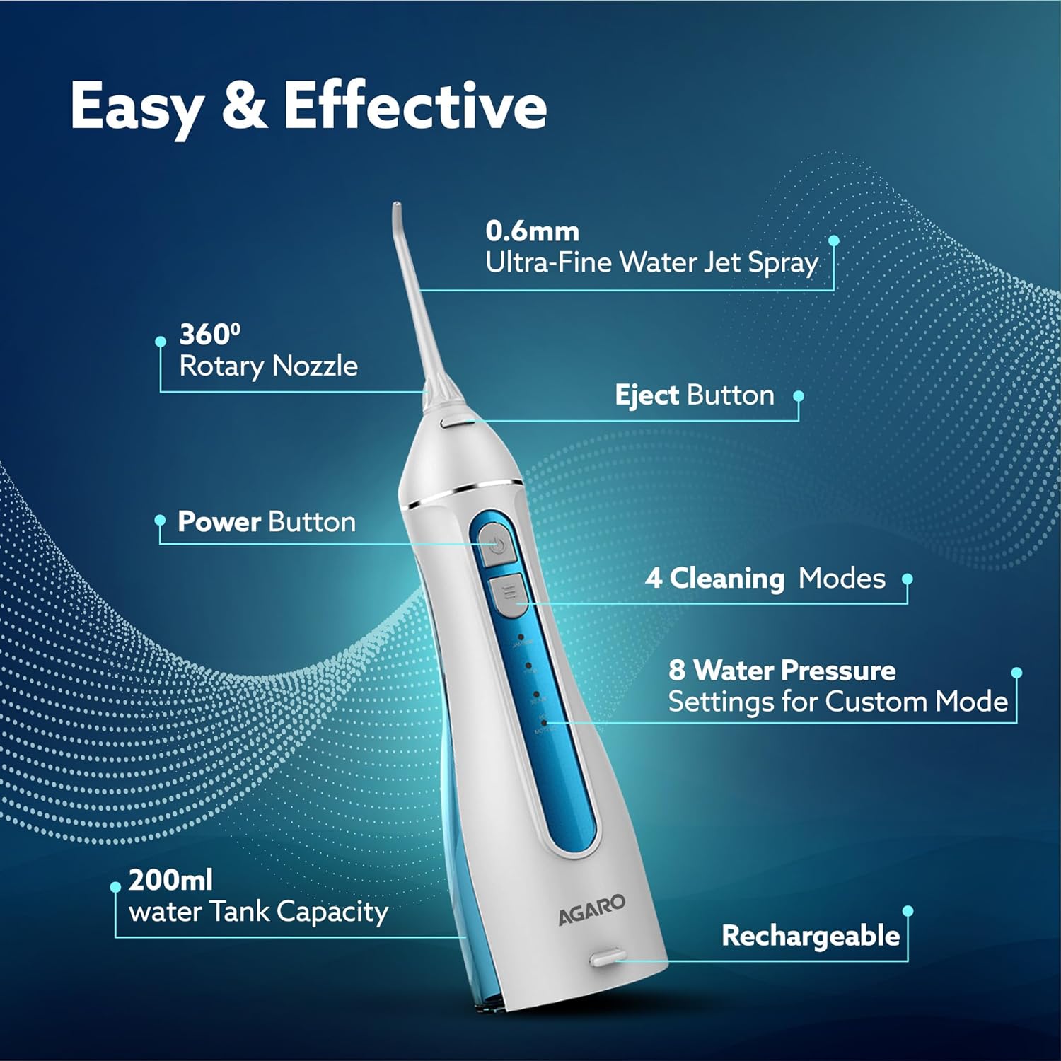Ultraflosser AGARO Ultra Dental Flosser for Teeth, Portable, Cordless & Rechargeable ...