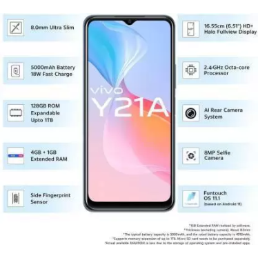 vivo Y21A (Diamond Glow, 64 GB)  (4 GB RAM) (Refurbished)