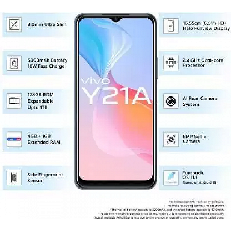 vivo Y21A Diamond Glow, 64 GB 4 GB RAM Refurbished