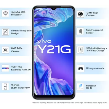 Vivo Y21G (4GB RAM  64GB, ROM Midnight Blue Refurbished