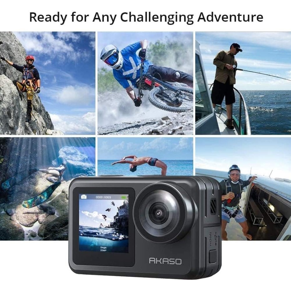 AKASO Brave 7 LE 4K30FPS Action Camera - 131ft Waterproof Camera with Touch Screen Advanced EIS Remote Control 2.0 Zoom Underwater Camera Support External Mic, Black