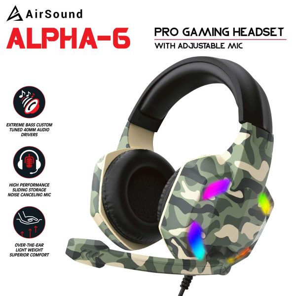 AirSound Alpha-6 Wired Gaming Headphones AirSound Alpha-6 Wired Gaming Headphones