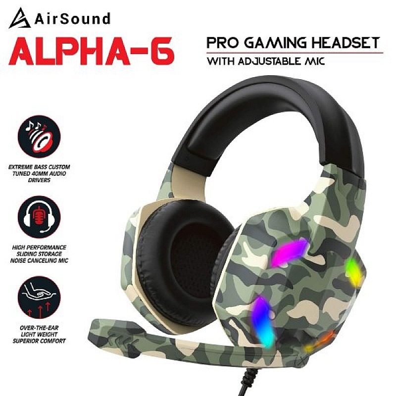 AirSound Alpha-6 Wired Gaming Headphones