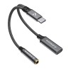 AMBRANE 2 in 1 Type C to 3.5mm AUX/C to C, Audio Jack Connector with DAC Headphone Converter