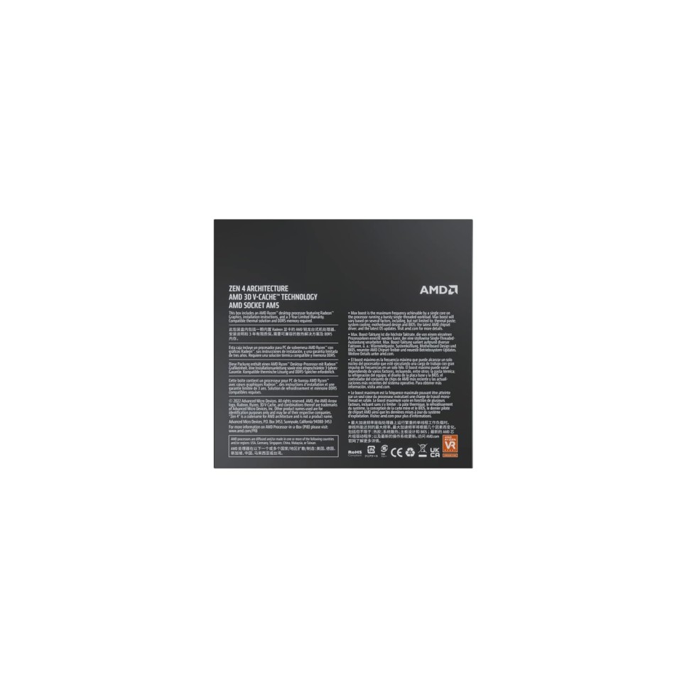 AMD 7000 Series Ryzen 7 7800X 3D Desktop Processor 8 cores 16 Threads 104 MB Cache 4.2 GHz Upto 5.6 GHz AM5 Socket (100-100000910WOF)