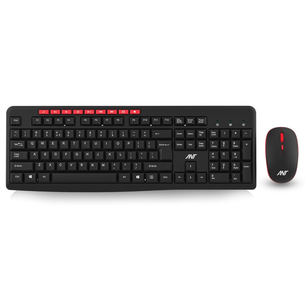 ANT WK200 Nano Wireless Keyboard and Mouse Combo, 2.4 GHz Wireless, Spill-Resistant Design, 9 Multimedia Keys, Upto1600 DPI High Precision,