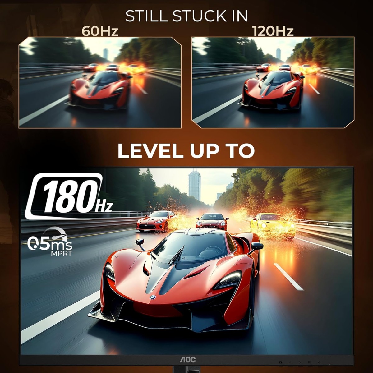 AOC 24G4E Gaming Monitor 24 inch FHD Fast IPS Gaming Monitor, 180Hz Refresh Rate, 126% sRGB, HDR10, 0.5ms, Free Sync, HDMI and Display Ports Connectivity, 178° Ultra-Wide Viewing Angle (Black) AOC 24G4E Gaming Monitor 24 inch FHD Fast IPS Gaming Monitor, 180Hz Refresh Rate, 126% sRGB, HDR10, 0.5ms, Free Sync, HDMI and Display Ports Connectivity, 178° Ultra-Wide Viewing Angle (Black)