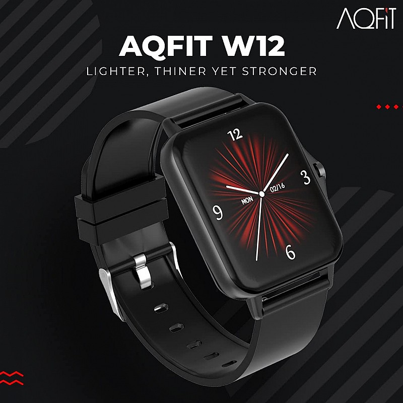 AQFIT W12 Smartwatch IP68 Water Resistant  for Men and Women Black