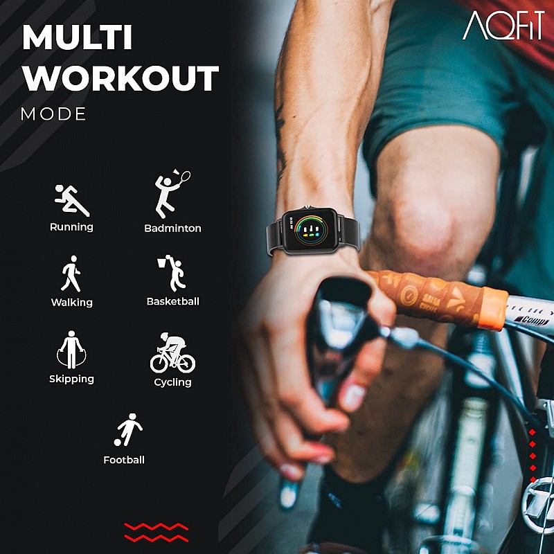 AQFIT W12 Smartwatch IP68 Water Resistant  for Men and Women Black