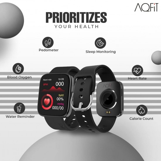 AQFIT W9 Quad Bluetooth Calling Smartwatch For Men and Women Black