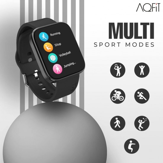 AQFIT W9 Quad Bluetooth Calling Smartwatch For Men and Women Black