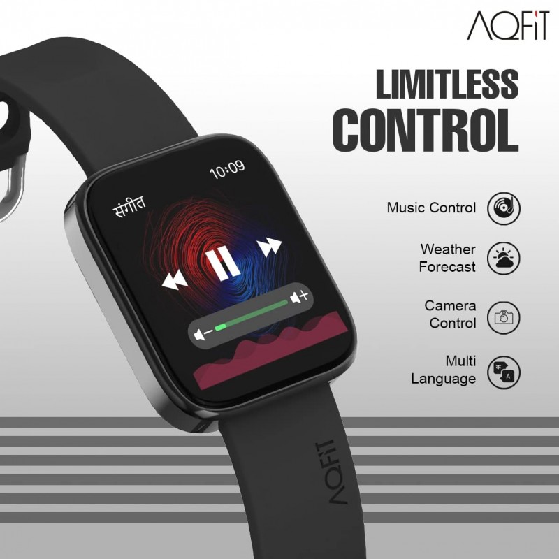 AQFIT W9 Quad Bluetooth Calling Smartwatch For Men and Women Black