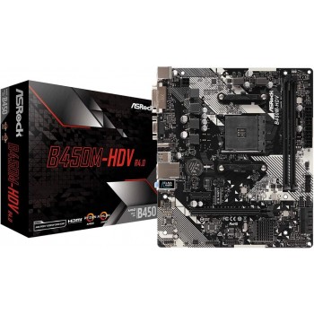 ASRock B450M-Hdv R4.0 Socket Am4/ AMD Promontory B450/ Ddr4/ Sata3&Usb3.1/ M.2/ A&Gbe/Microatx Motherboard