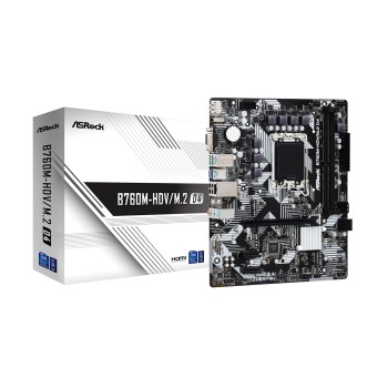 ASRock B760M-HDV/M.2 D4 Motherboard, Intel 12th and 13th Generation CPU (LGA1700), B760 Chipset, DDR4 Micro ATX ASRock B760M-HDV/M.2 D4 Motherboard, Intel 12th and 13th Generation CPU (LGA1700), B760 Chipset, DDR4 Micro ATX