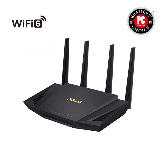 ASUS AX3000 Dual Band WiFi 6 (802.11ax) Router Supporting MU-MIMO and OFDMA Technology Black