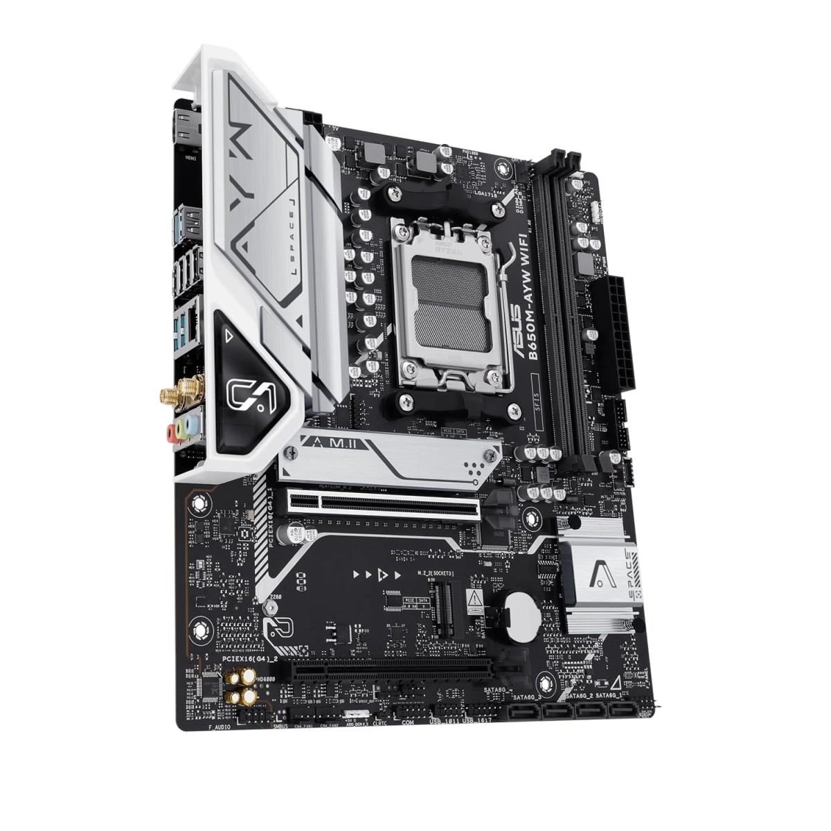 ASUS B650M-AYW WiFi AMD B650 Micro-ATX Motherboard with DDR5, PCIe 5.0 M.2 Support, HDMI, Realtek 2.5Gb Ethernet, Wi-Fi 6, Rear USB 10Gbps Ports, Front USB 5Gbps Type-C, SATA 6 Gbps