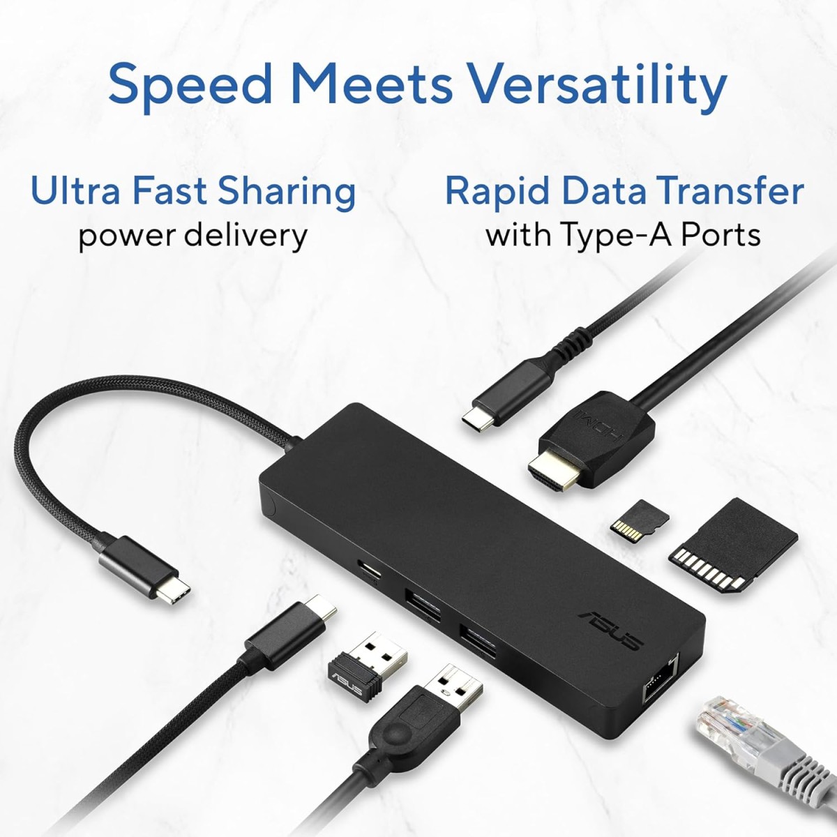 ASUS DC210 8-in-1 USB-C Dock, with 4K@60Hz HDMI 2.1, 100W PD, Gigabit Ethernet, USB-A & USB-C Ports, SD/MicroSD Reader, Braided Cable, – for All Type C Devices- MacBook,Laptop, Black, 2 Year Warranty ASUS DC210 8-in-1 USB-C Dock, with 4K@60Hz HDMI 2.1, 100W PD, Gigabit Ethernet, USB-A & USB-C Ports, SD/MicroSD Reader, Braided Cable, – for All Type C Devices- MacBook,Laptop, Black, 2 Year Warranty