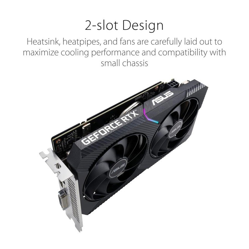 ASUS Dual Geforce RTX 3050 V2 OC Edition 8GB GDDR6 Pci_E Graphics Card with Two Powerful Axial-Tech Fans for AAA Gaming Performance and Ray Tracing. ASUS Dual Geforce RTX 3050 V2 OC Edition 8GB GDDR6 Pci_E Graphics Card with Two Powerful Axial-Tech Fans for AAA Gaming Performance and Ray Tracing.
