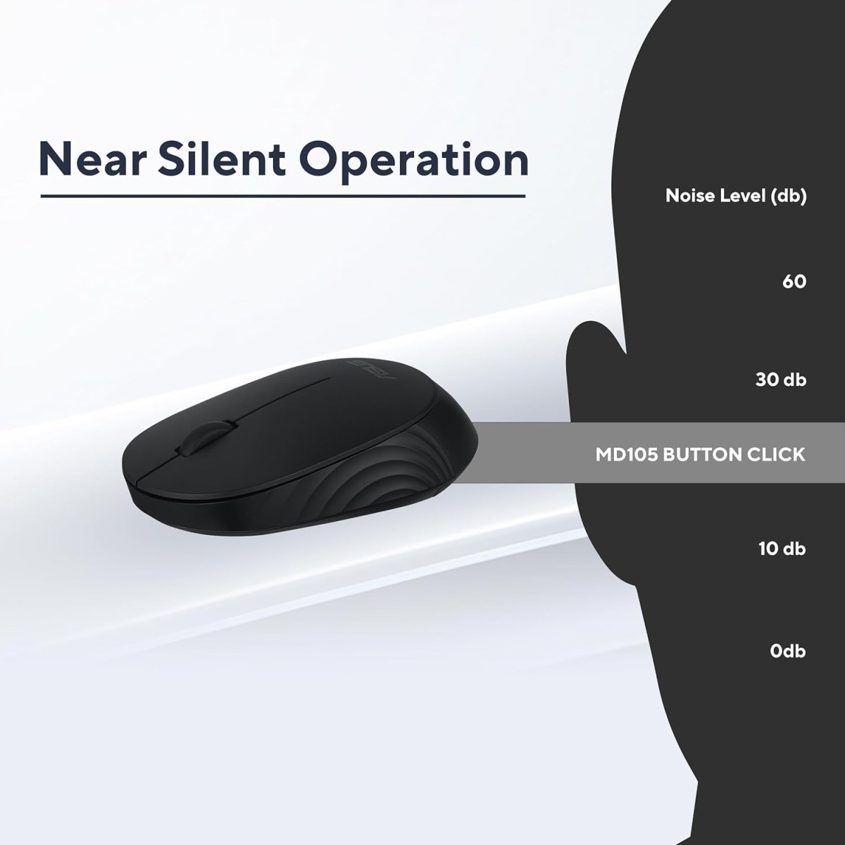 ASUS MW105 Multi-Device Wireless Bluetooth Silent Mouse, Adjustable DPI, Ambidextrous Shape, Connects Upto 3 Devices, Optical Tracking, Compatible with PC/Laptop- (Black) 48 Grams, 3 Year Warranty