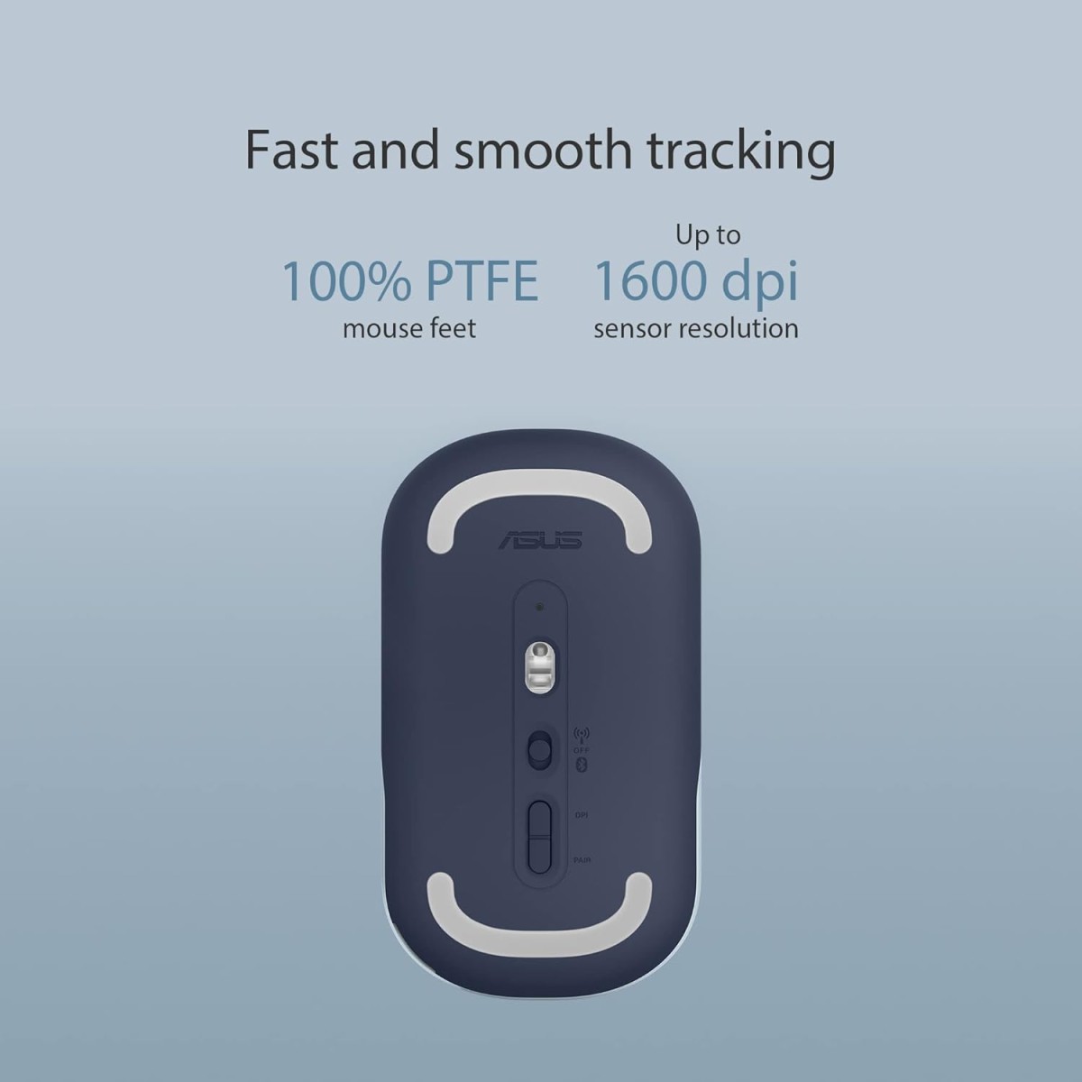 ASUS Marshmallow MD100 /Adj. DPI,2 in 1 Color with Swappable Magnetic top,Silent Wireless Ambidextrous Optical Mouse with Bluetooth (Quite Blue, Solar Blue)