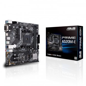 ASUS Prime A520M-E (AMD AM4 Socket for AMD Ryzen 5000/5000 G/ 4000 G/ 3000) DDR4 Micro ATX Motherboard with M.2 Support 1Gb Ethernet HDMI/DVI/D-Sub SATA 6Gbps and USB 3.2 Gen2 Type-A