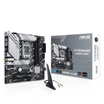 ASUS Prime B760M-A WiFi Intel LGA 1700 mATX Motherboard with PCIe 4.0, DDR5, Two M.2 Slots, 2.5Gb Ethernet, Wi-Fi 6, DisplayPort, HDMI, SATA 6Gbps, Rear USB 3.2 Gen 2, Front USB 3.2 Gen 1 Type-C ASUS Prime B760M-A WiFi Intel LGA 1700 mATX Motherboard with PCIe 4.0, DDR5, Two M.2 Slots, 2.5Gb Ethernet, Wi-Fi 6, DisplayPort, HDMI, SATA 6Gbps, Rear USB 3.2 Gen 2, Front USB 3.2 Gen 1 Type-C