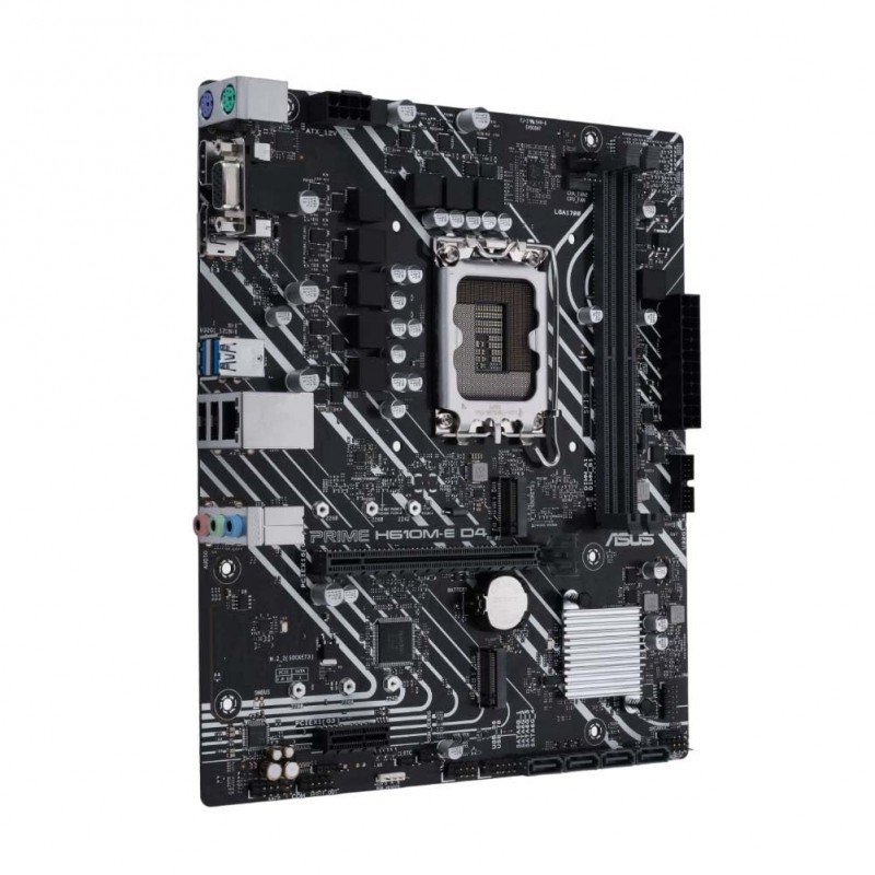 ASUS Prime H610M-E D4 Intel Lga 1700 Mic-ATX Motherboard with Ddr4, Pcie 4.0, Dual M.2 Slots, Realtek 1 Gb Ethernet, Displayport, Hdmi, D-Sub, USB 3.2 Gen 1 Ports, Sata 6 Gbps, Com Header, RGB Header ASUS Prime H610M-E D4 Intel Lga 1700 Mic-ATX Motherboard with Ddr4, Pcie 4.0, Dual M.2 Slots, Realtek 1 Gb Ethernet, Displayport, Hdmi, D-Sub, USB 3.2 Gen 1 Ports, Sata 6 Gbps, Com Header, RGB Header